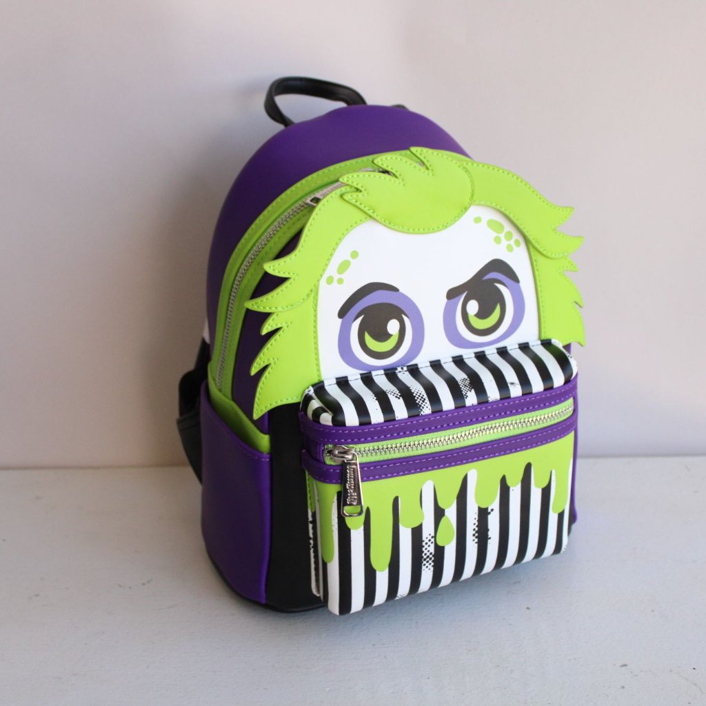 Loungefly Beetlejuice Backpack, New With Tags, Green And Purple, Pockets